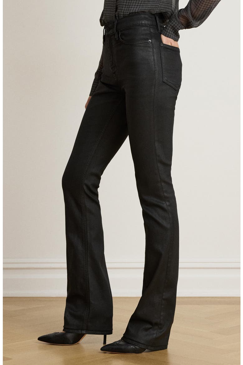 Coated Bootcut Jeans, Alternate, color, BLACK