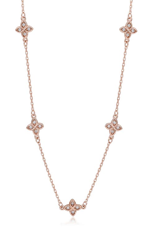 Cubic Zirconia Flower Station Necklace