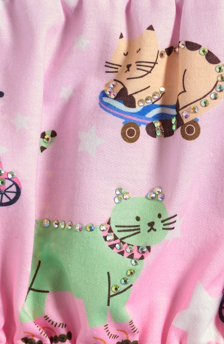 Truly Me Kids' Dogs & Cats Print Romper, Alternate, color, Pink