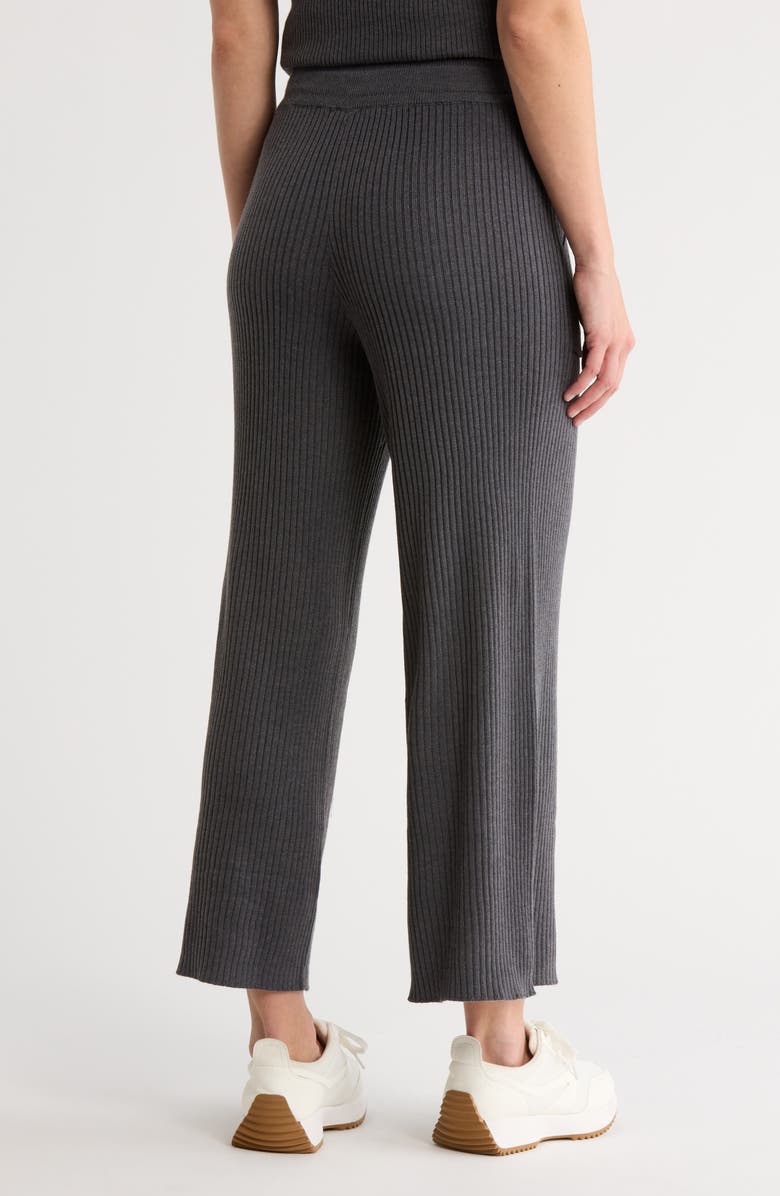 Splendid Rib Knit Wide Leg Crop Pants, Alternate, color, Lead