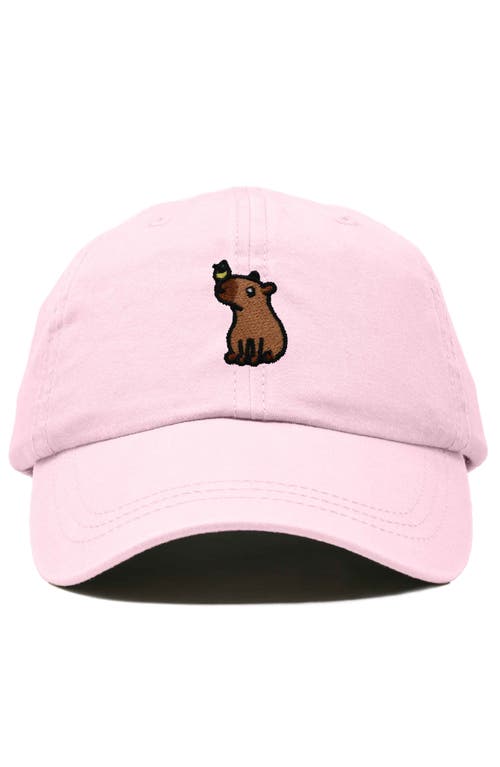Dalix Capybara Embroidered Everyday Hat In Washed Pink