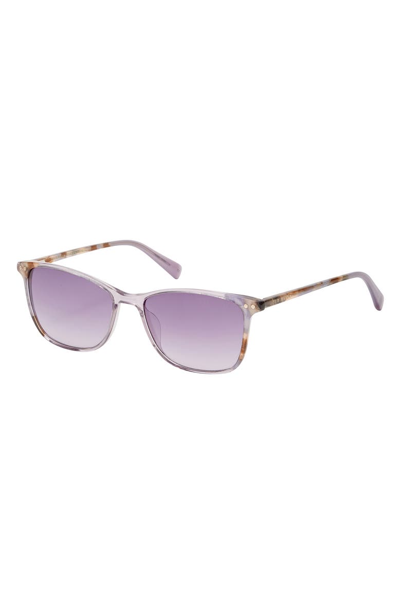 Ted Baker London 56mm Full Rim Rectangle Sunglasses, Alternate, color, Purple