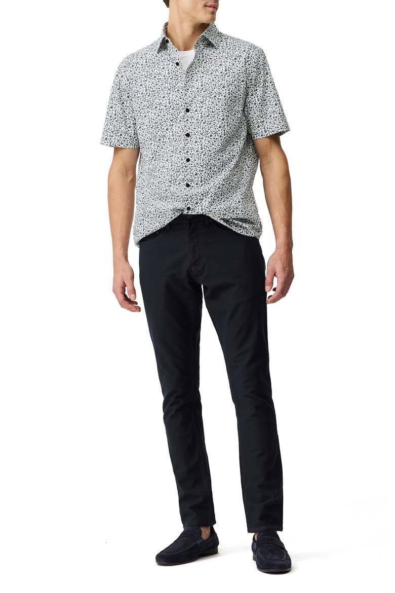 Rai Valley Floral Short Sleeve Button-Up Shirt, Alternate, color, NAVY