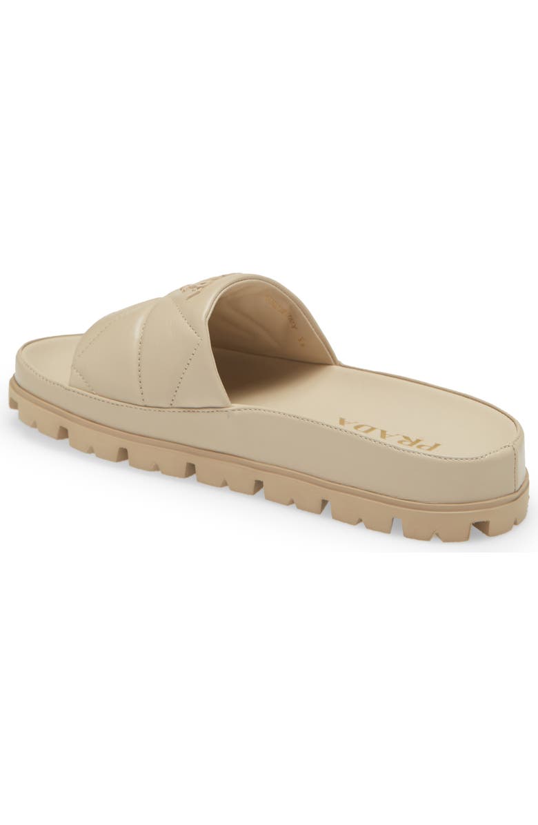 Prada Logo Matelassé Slide Sandal, Alternate, color,