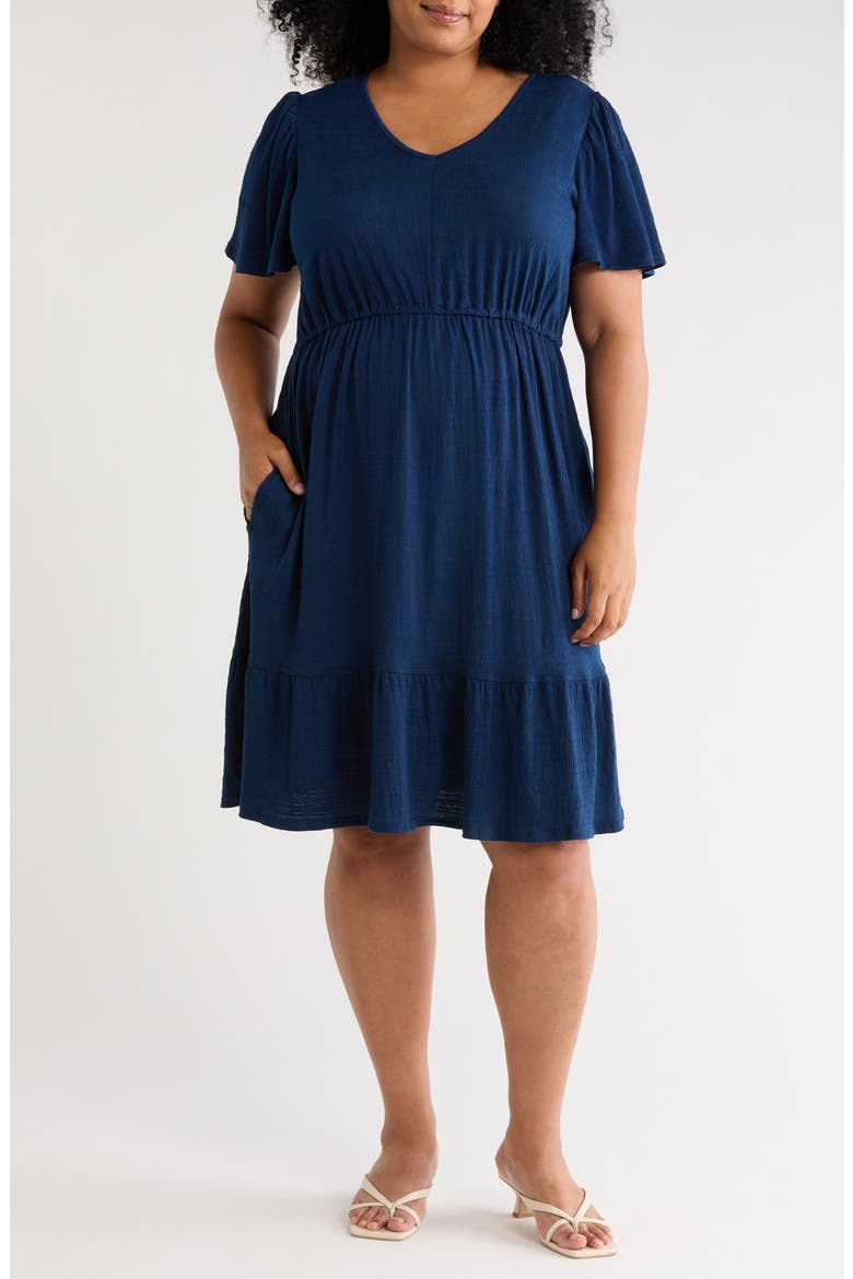 Flutter Sleeve Knit Dress, Main, color, SAPPHIRE