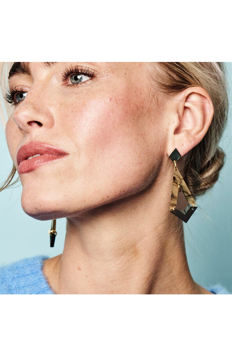 Toolally Art Deco Diamond Drop Earrings - White Tortoiseshell, Earth & Black, Alternate, color, Tortoiseshell And Earth