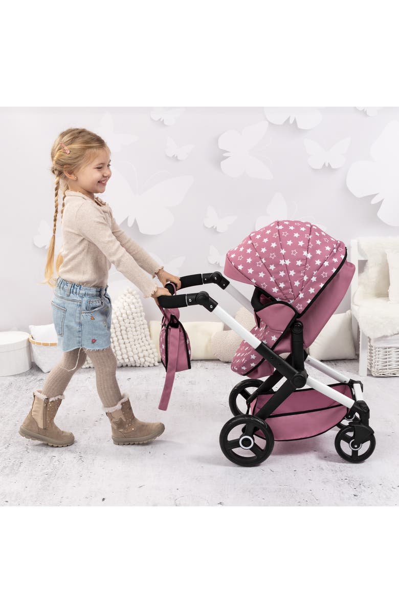 Bayer Design Xeo Pram Pink, White Stars, Convertible, Foldable, Alternate, color, Multicolored