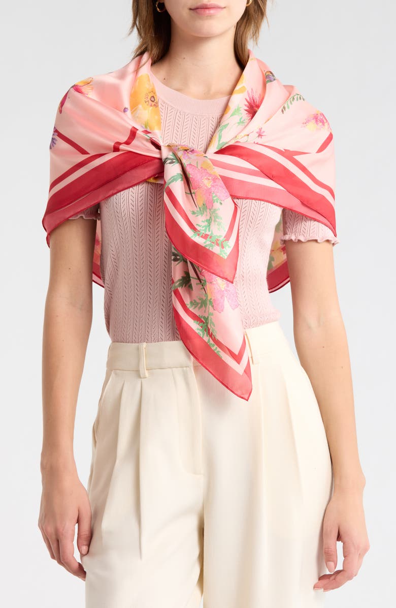 Vince Camuto Flower Meadow Square Scarf, Main, color, Pink Multi