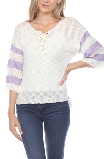 Shop Rain And Rose Stripe Knit Top In Lilac