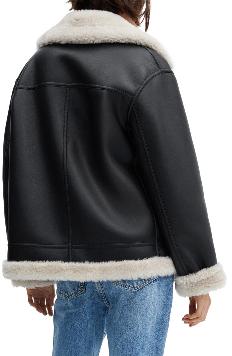 MANGO Faux Shearling & Faux Leather Moto Jacket, Alternate, color, 