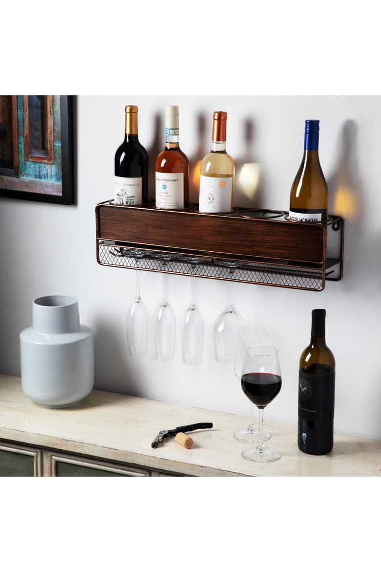 Rustic Wine Shelf, Alternate, color, Brown