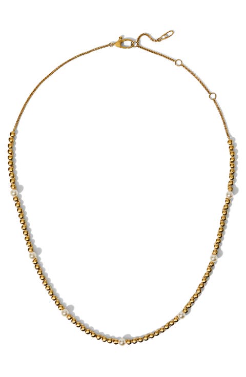 Esme Faux Pearl Metal Tennis Necklace