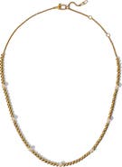 Nadri Esme Faux Pearl Metal Tennis Necklace