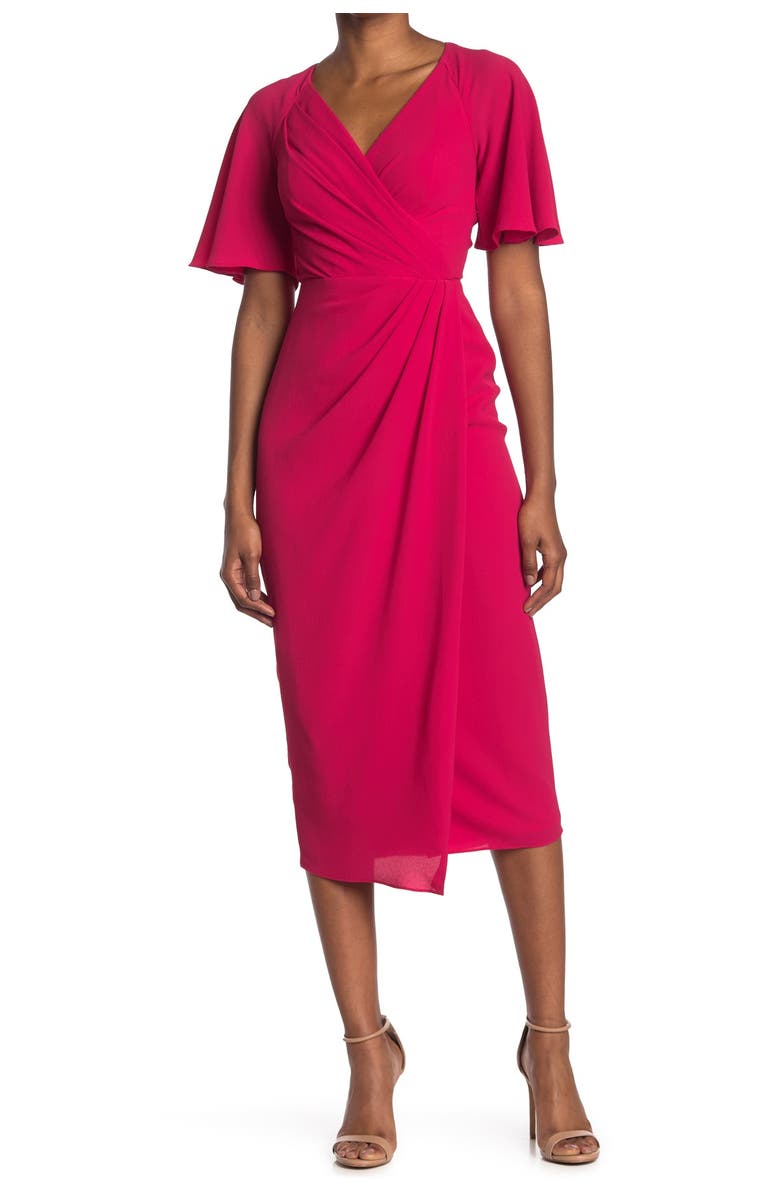 Maggy London Side Drape Midi Dress, Alternate, color, 