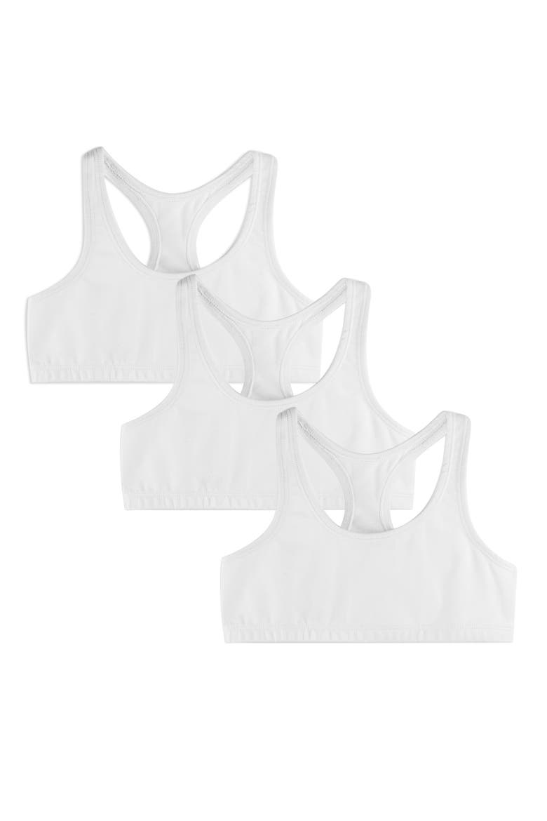 Organic Cotton Girls Sports Bras 3-pk, Main, color, White