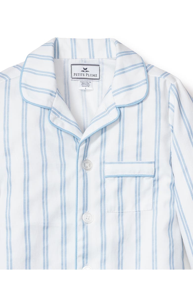 Petite Plume Kids' Blue Stripe Two-Piece Pajamas, Alternate, color, White
