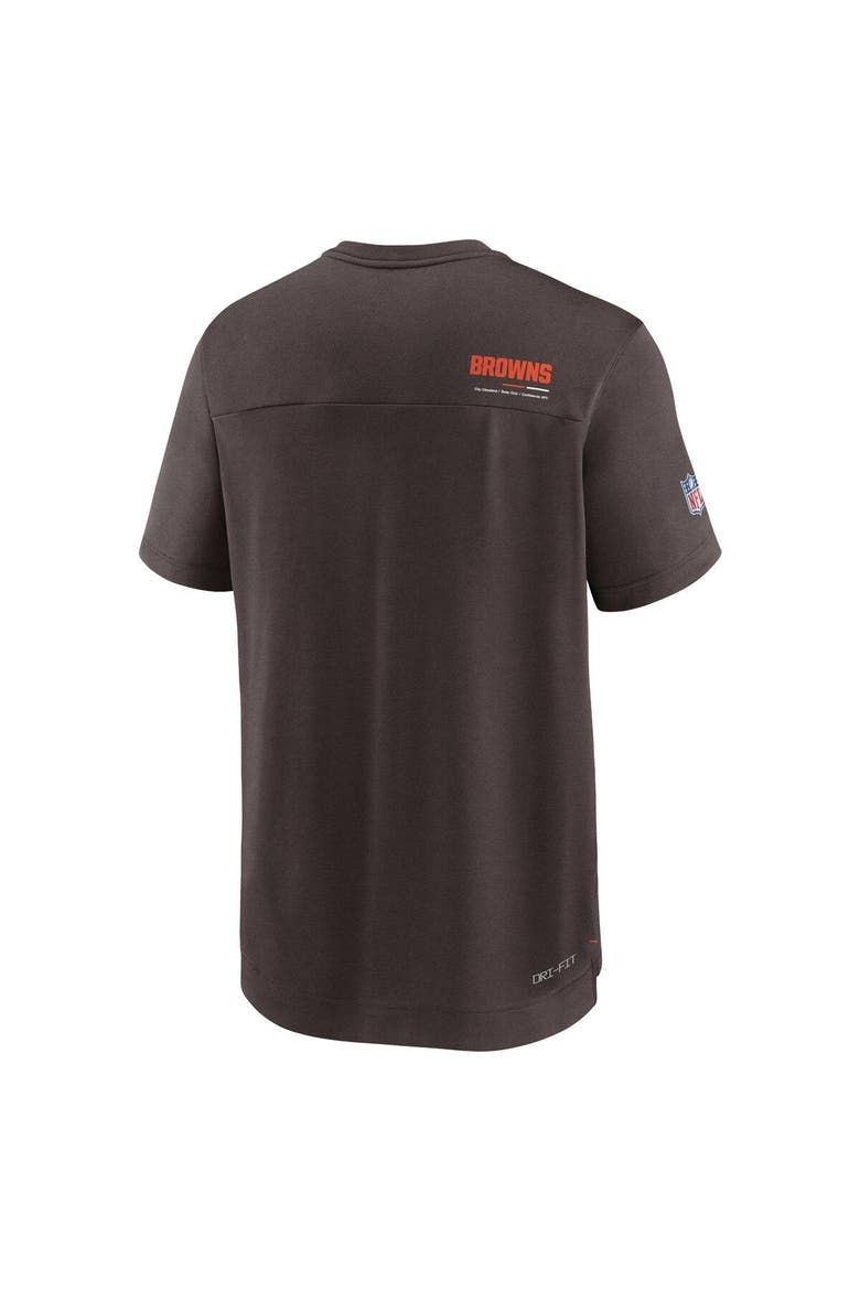 Men's Nike Brown Cleveland Browns Sideline Coach Chevron Lock Up Logo V-Neck Performance T-Shirt, Alternate, color, Brown