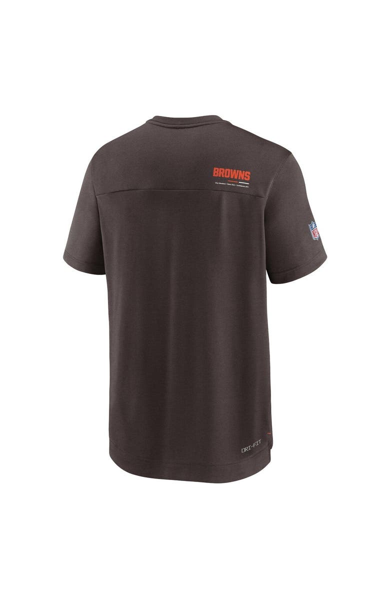 Nike Men's Nike Brown Cleveland Browns Sideline Coach Chevron Lock Up Logo V-Neck Performance T-Shirt, Alternate, color, Brown