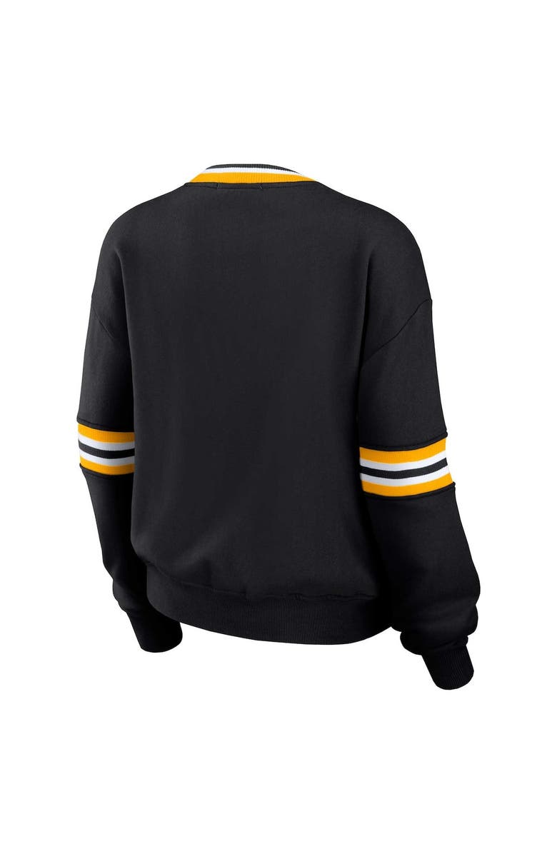 WEAR by Erin Andrews Women's WEAR by Erin Andrews Black Pittsburgh Steelers Prep Crew Sweatshirt, Alternate, color, 