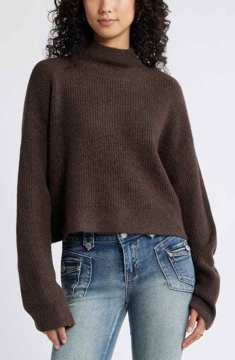 Oversize Cozy Mock Neck Sweater