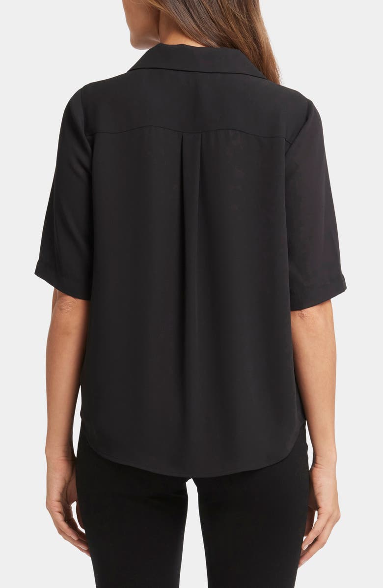 NYDJ Gabrielle Floral Print Camp Shirt, Alternate, color, Black