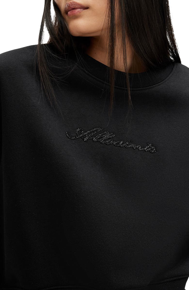 AllSaints Fern Embroidered Sweatshirt, Alternate, color,