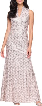 Alex Evenings Embroidered Sequin Sleeveless Gown