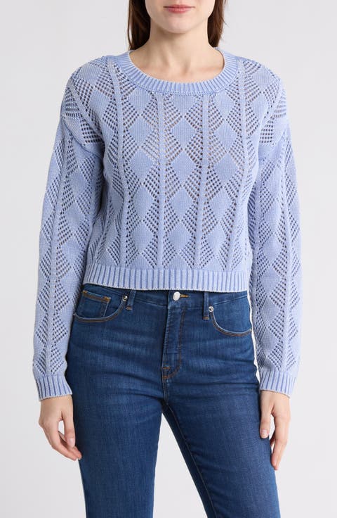 Pointelle Openwork Cotton Sweater