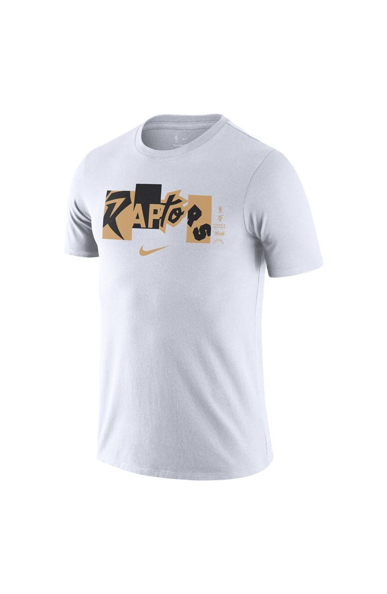 Nike Men's Nike White Toronto Raptors 2021/22 City Edition Essential Wordmark Collage T-Shirt, Alternate, color,