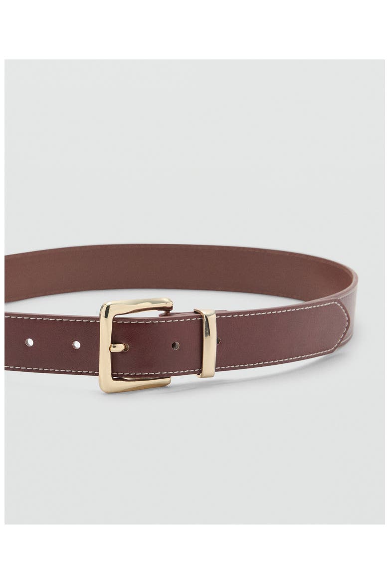 Stitched Square Buckle Belt, Alternate, color, BROWN