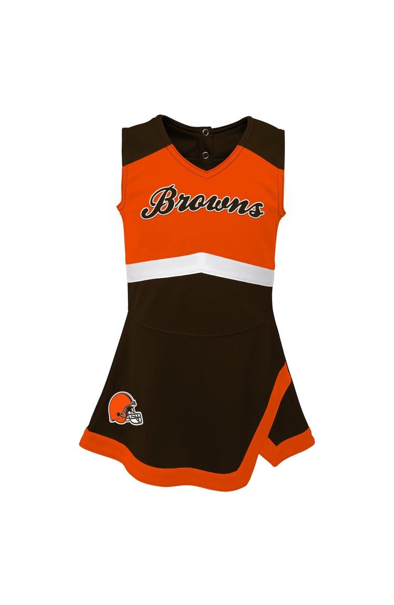 Outerstuff Girls Toddler Brown Cleveland Browns Cheer Captain Dress with Bloomers, Alternate, color,