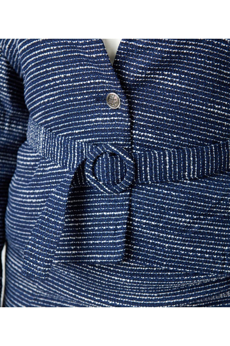 Plus Size 1940s Tweed Belted Jacket, Alternate, color, Navy & White Tweed
