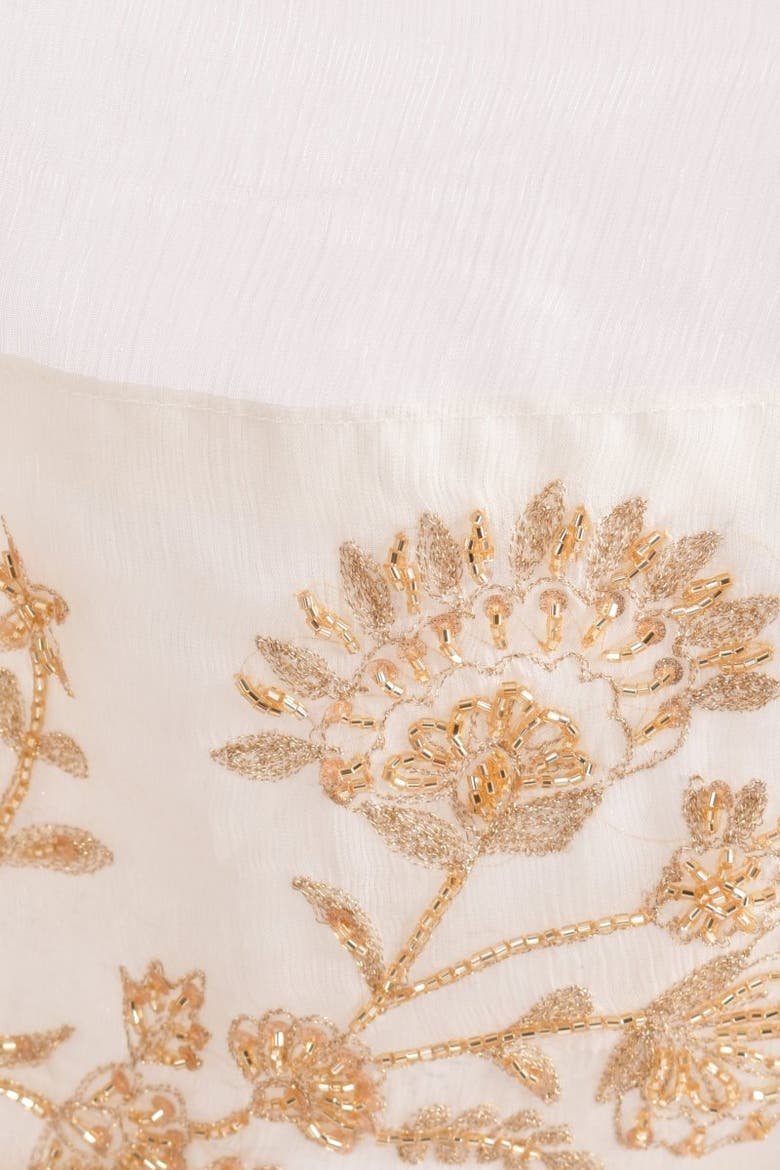 Chiffon Floral Hand-Embroidered Scarf, Alternate, color, White