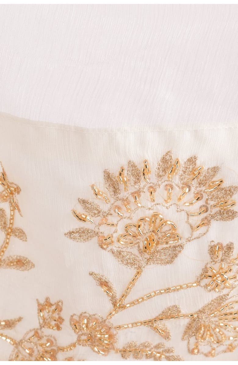RAAS Chiffon Floral Hand-Embroidered Scarf, Alternate, color, White