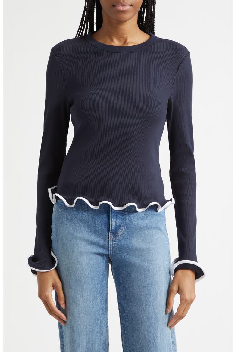 Elianne Ruffle Top, Main, color, NAVY WHITE