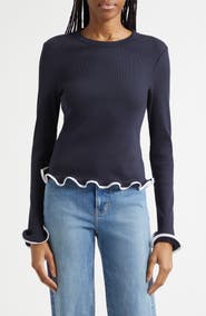 Veronica Beard Elianne Ruffle Top