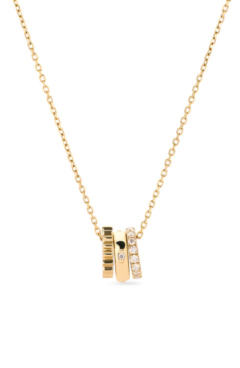 Solid Yellow Gold - Diamond Zeno Charm Necklace