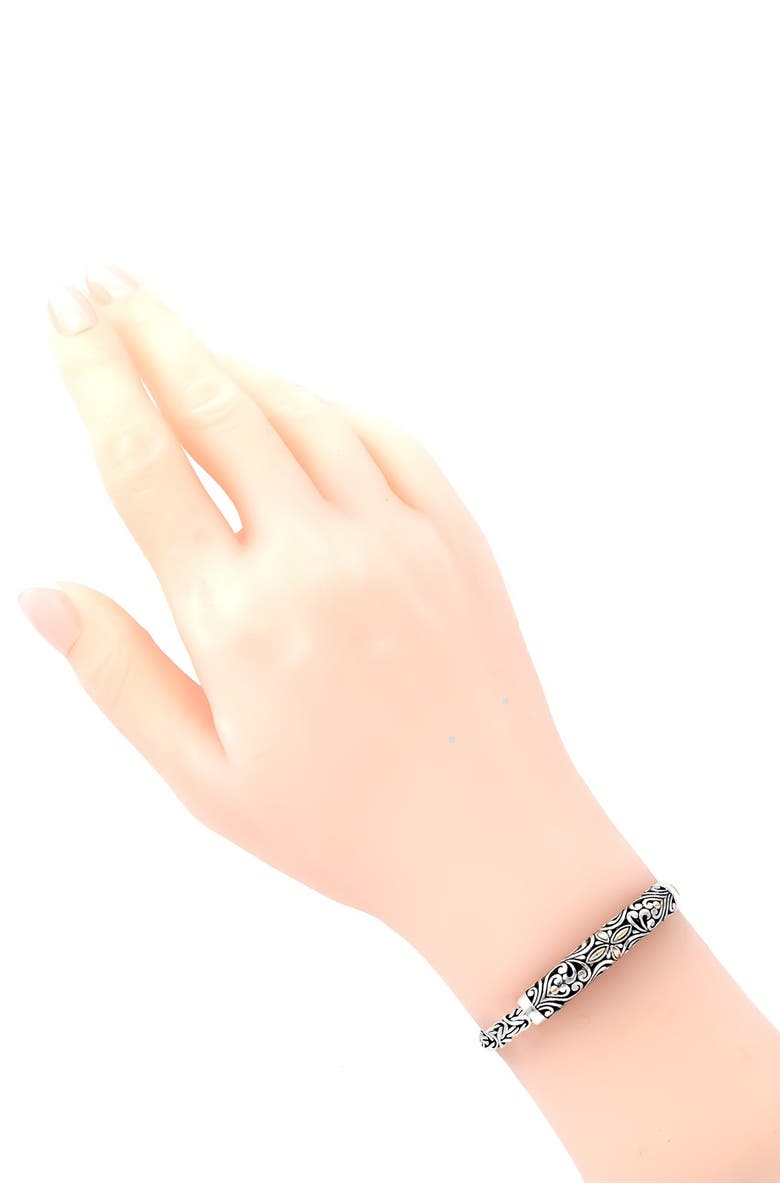 DEVATA Bali Heritage Classic Bracelet with Byzantine Chain in Sterling Silver with 18K Yellow Gold for Men, Main, color, 