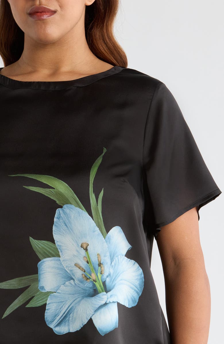 Vince Camuto Placed Floral Satin Top, Alternate, color, Sky