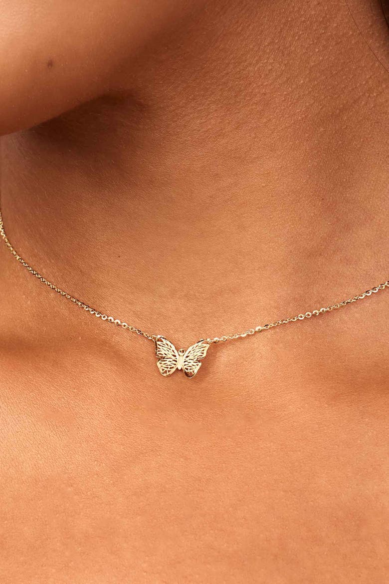 14K Yellow Gold Social Butterfly Pendant Necklace, Alternate, color, Yellow Gold