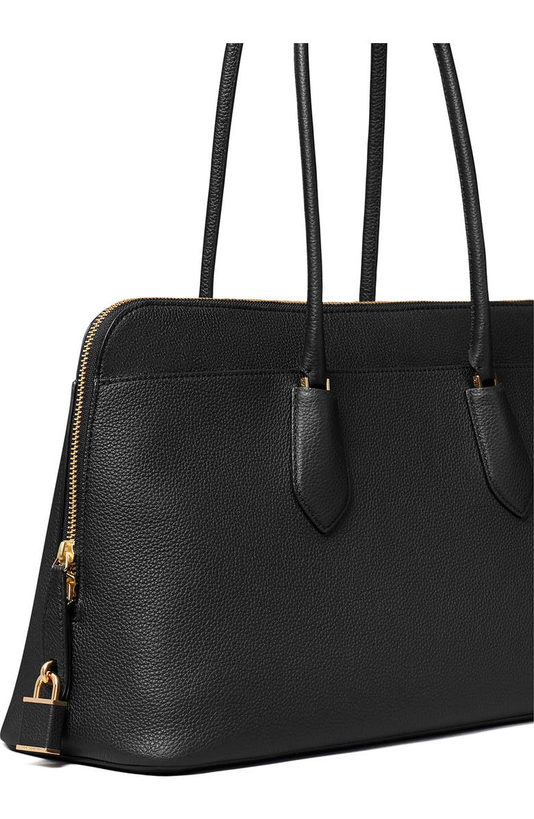 Tory Burch Lock Leather Satchel, Alternate, color, Black