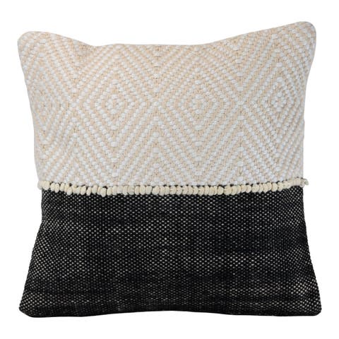 Diamond Pattern Handwoven Outdoor Decorative Throw Pillow, 18.1" x 18.1"
