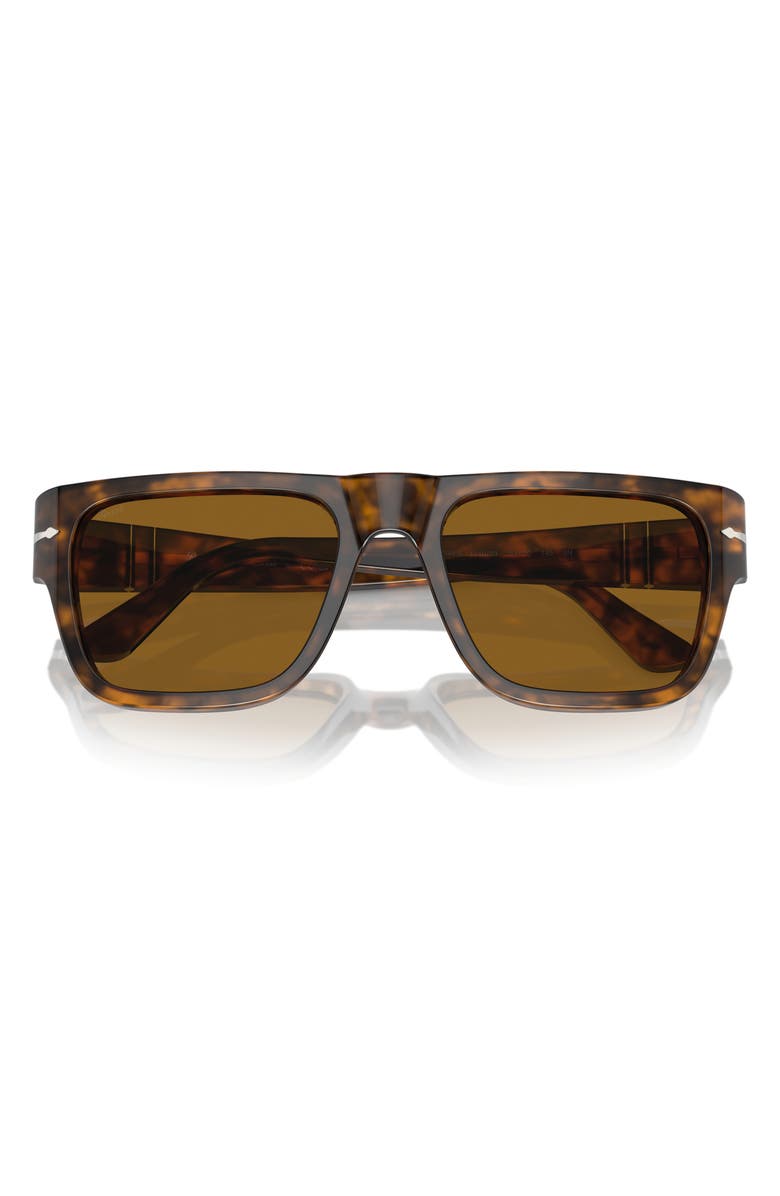 Persol 57mm Round Sunglasses, Main, color, Brown Havana