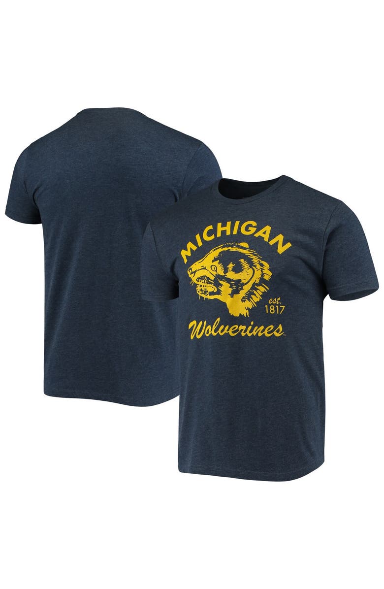 HOMEFIELD Men's Homefield Heathered Navy Michigan Wolverines Vintage Est. 1817 T-Shirt, Main, color,