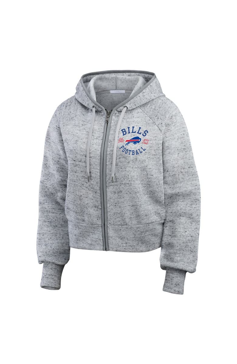 WEAR by Erin Andrews Women's WEAR by Erin Andrews Heather Gray Buffalo Bills Speckled Fleece Cropped Full-Zip Hoodie, Alternate, color,