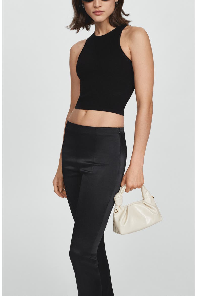 Low Rise Flare Satin Pants, Alternate, color, BLACK