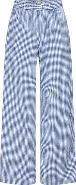 ICHI Check Print Wide Leg Pants