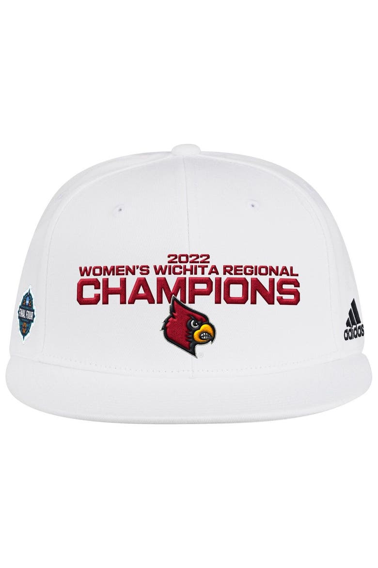 Women's adidas White Louisville Cardinals 2022 NCAA Women's Basketball Tournament March Madness Final Four Regional Champions Locker Room Adjustable Hat, Main, color, White