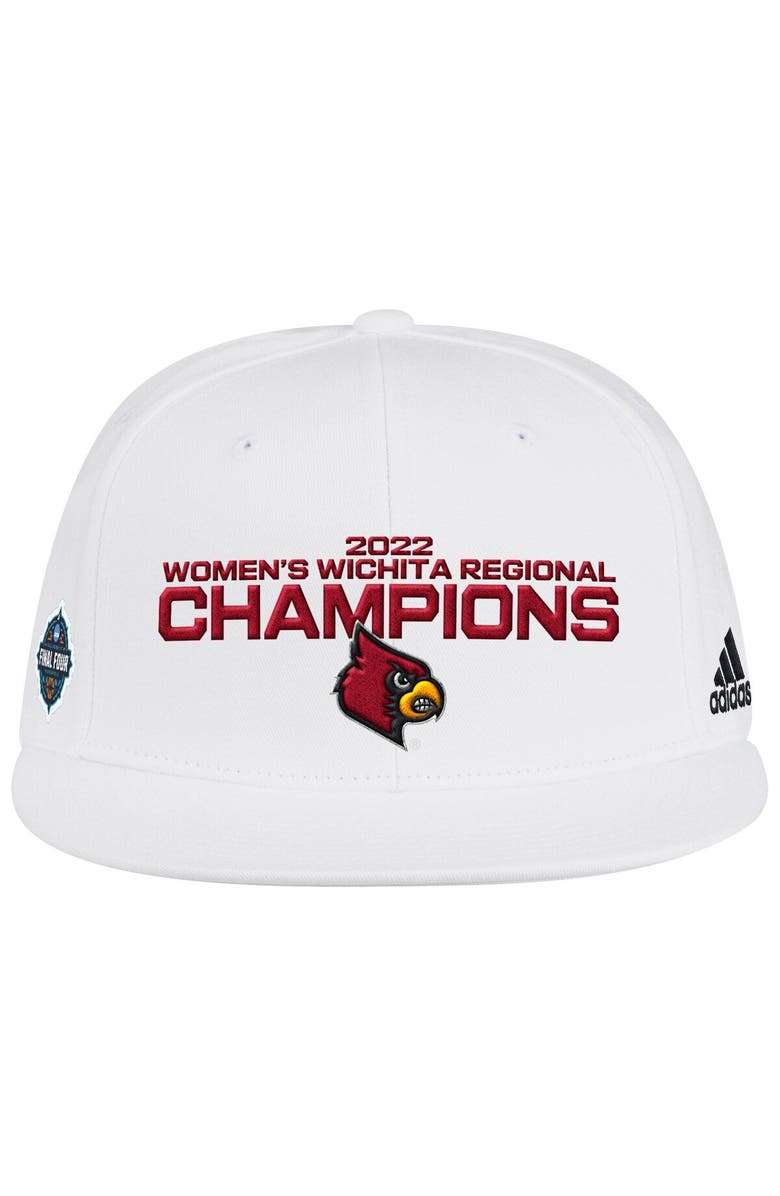 adidas Women's adidas White Louisville Cardinals 2022 NCAA Women's Basketball Tournament March Madness Final Four Regional Champions Locker Room Adjustable Hat, Main, color,