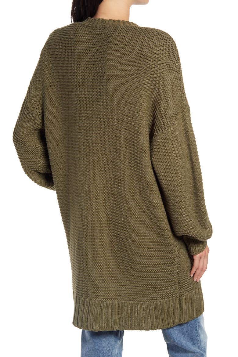 Warm Company Balloon Sleeve Cardigan, Alternate, color, OLIVE GREEN